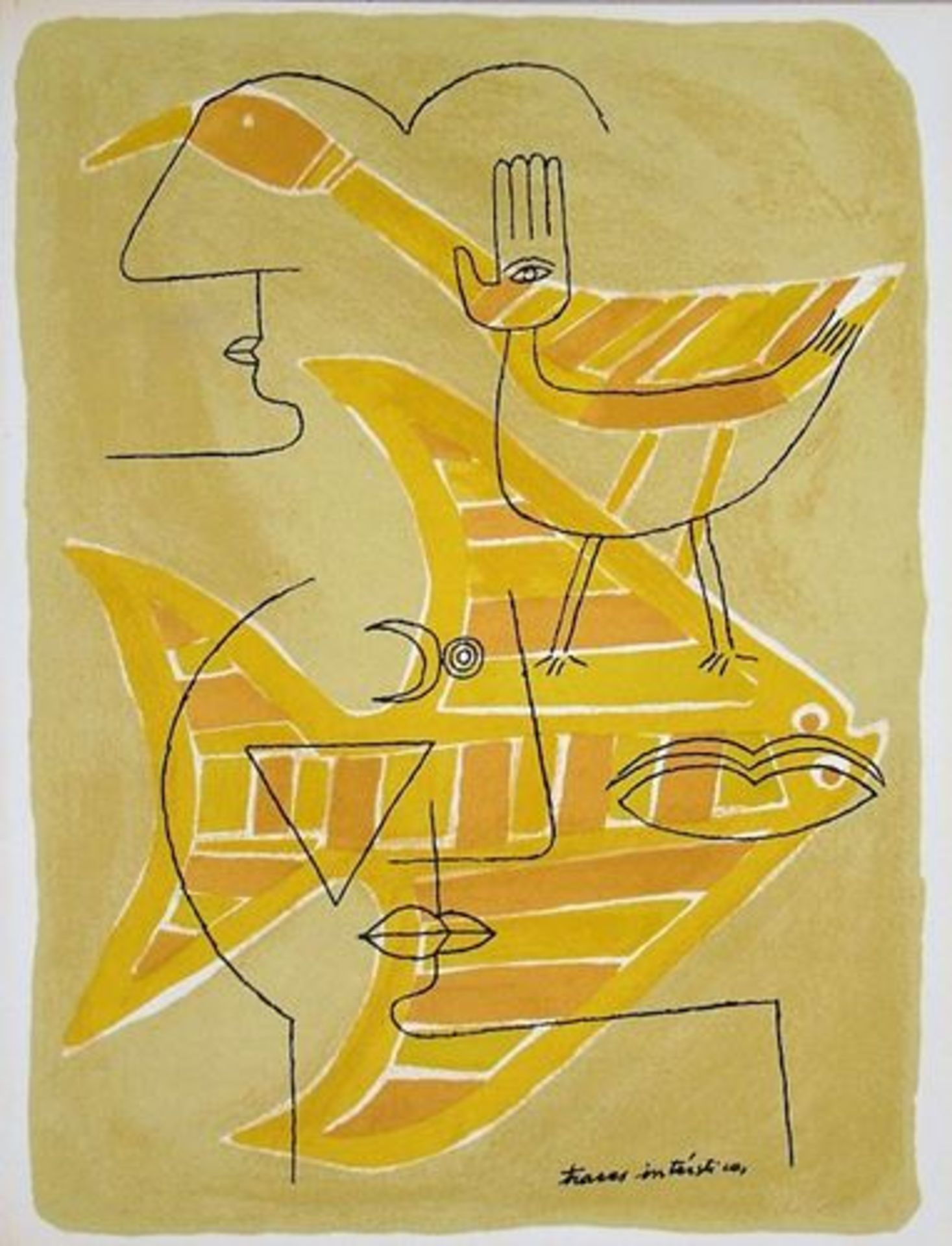 VICTOR BRAUNER - Traces interstices - 1963 Original lithograph in colours on wove [...]