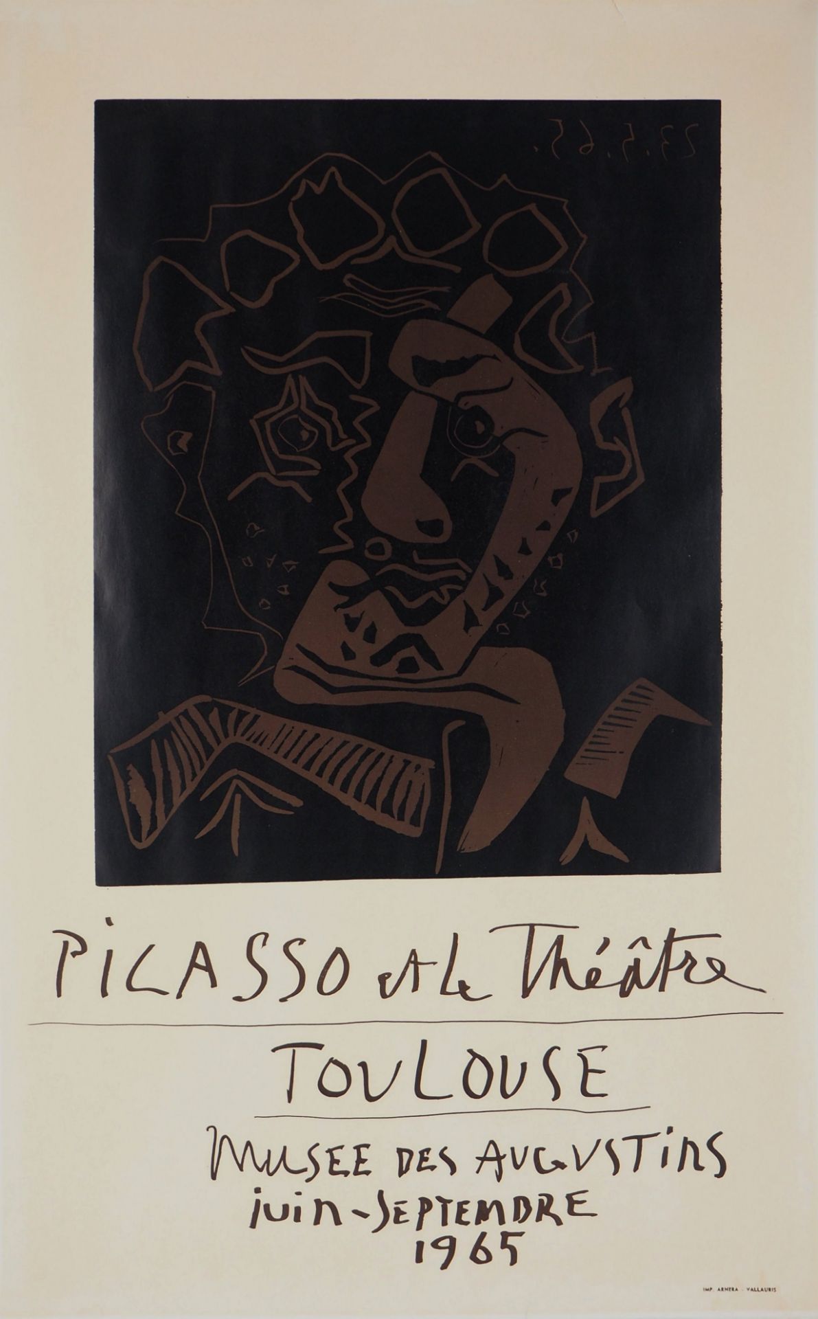 Pablo PICASSO (after) Head of Histrion Linocut on poster paper Printed at Arnera [...]