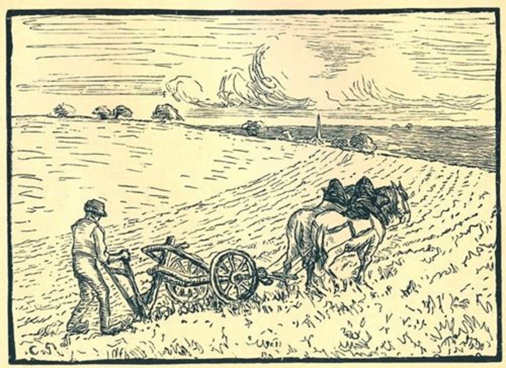 Camille / Lucien PISSARRO The plowman Xylography 12 x 17 cm The engraving was made [...]