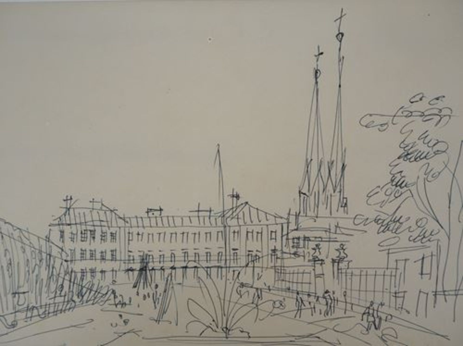 Jean DUFY (1888-1964) Salzburg Square Original drawing in ink on drawing paper Under [...] - Bild 3 aus 6