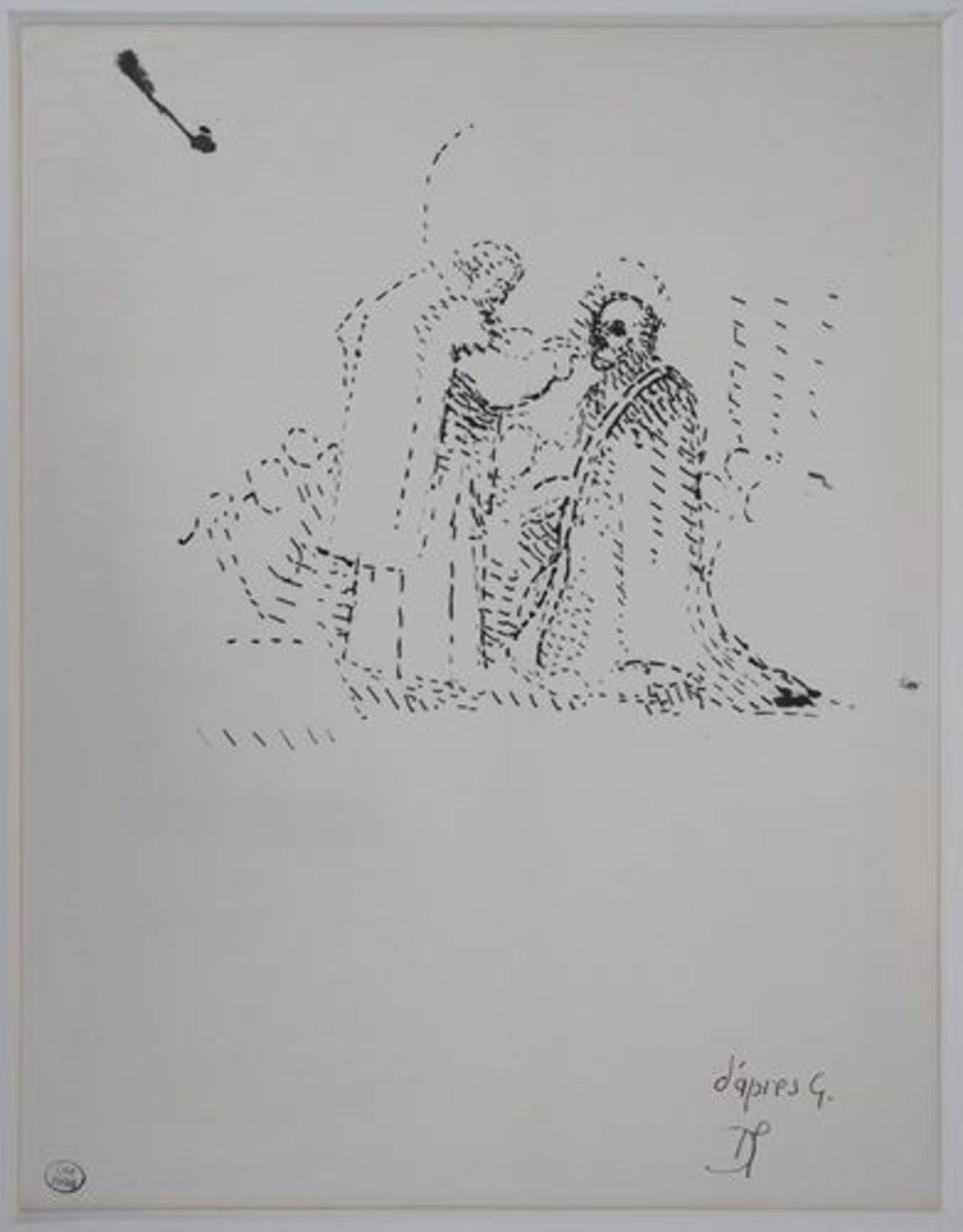 Dora MAAR (1907-1997) The Prayer Ink drawing on sketch paper Signed in ink bottom [...] - Bild 2 aus 5