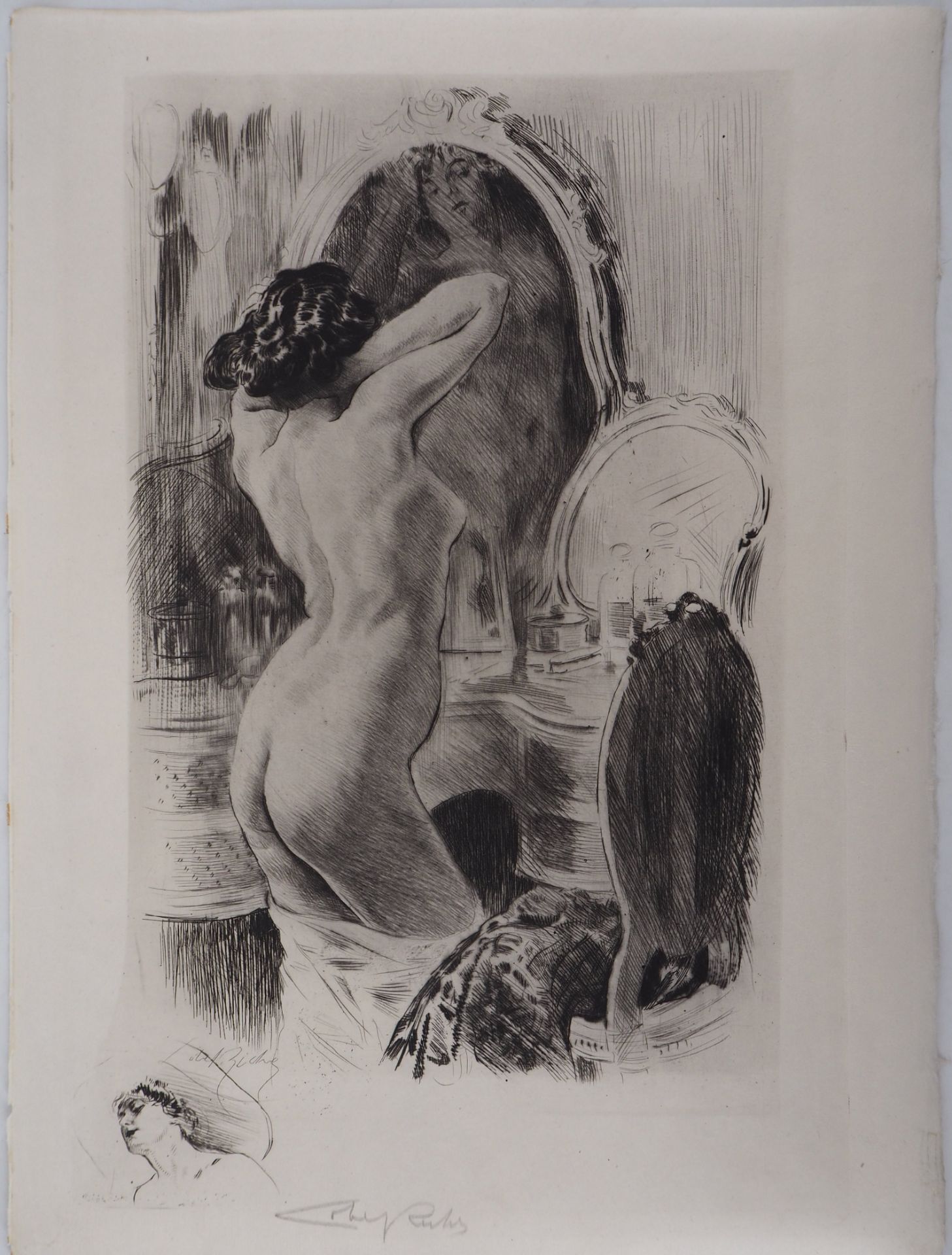 Alméry LOBEL-RICHE Femme face à un miroir Gravure originale Signée au crayon en [...] - Bild 2 aus 6