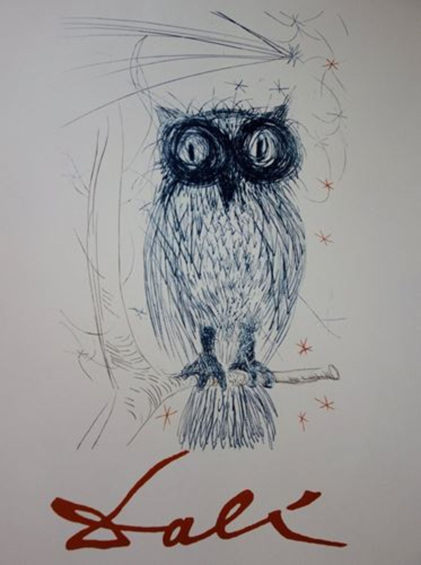 DALI Salvador The Blue Owl Lithograph (Matthieu workshop) signed in the plate on [...] - Bild 2 aus 5