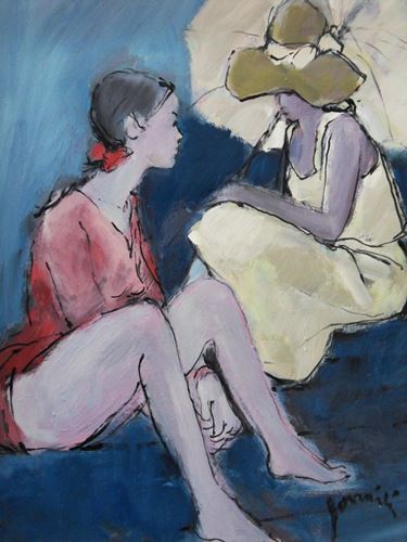 Mario BONAMICI (born 1912) Two teenagers Signed oil on panel Dimensions: 54 x 65 [...] - Image 2 of 9