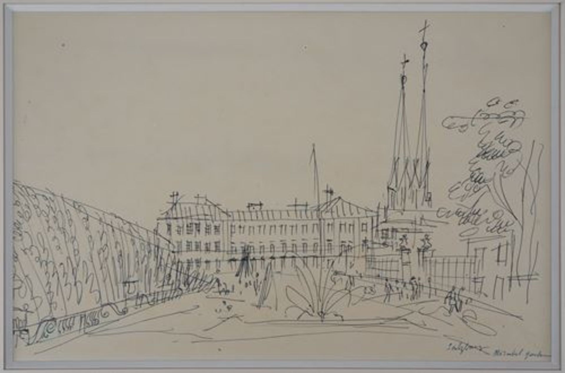 Jean DUFY (1888-1964) Salzburg Square Original drawing in ink on drawing paper Under [...]