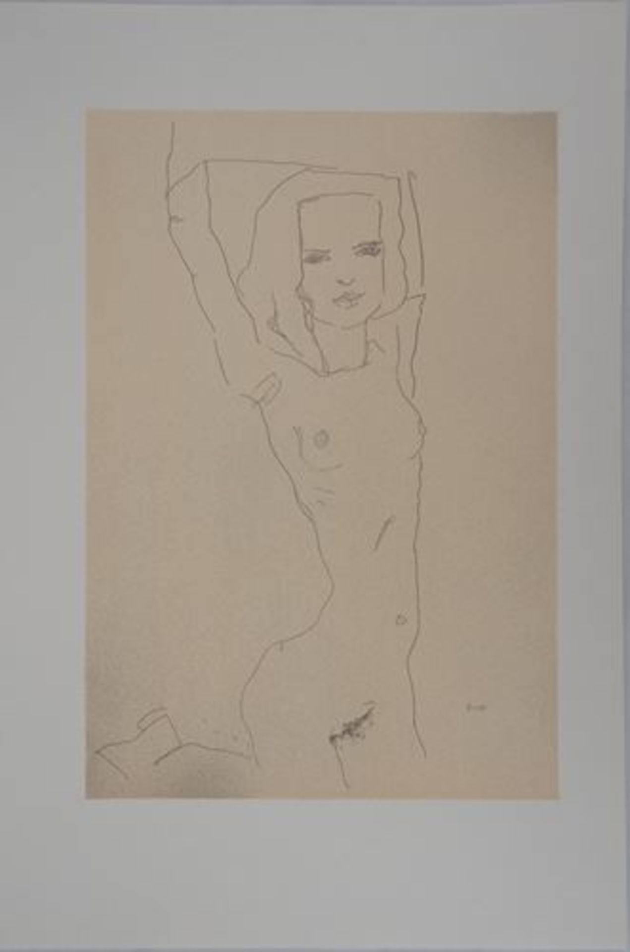 Egon SCHIELE (d'après) Nu féminin Lithographie en couleur Signée dans la [...] - Bild 2 aus 7