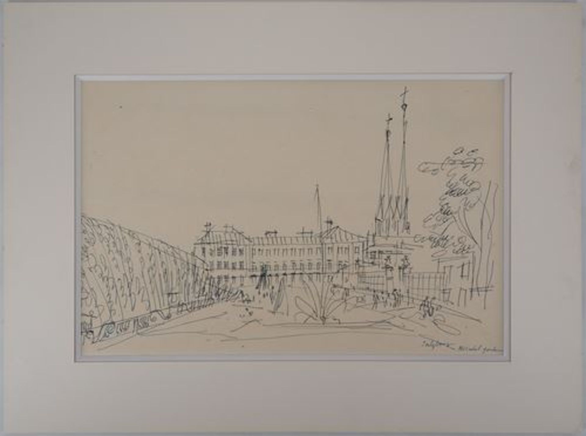 Jean DUFY (1888-1964) Salzburg Square Original drawing in ink on drawing paper Under [...] - Bild 2 aus 6