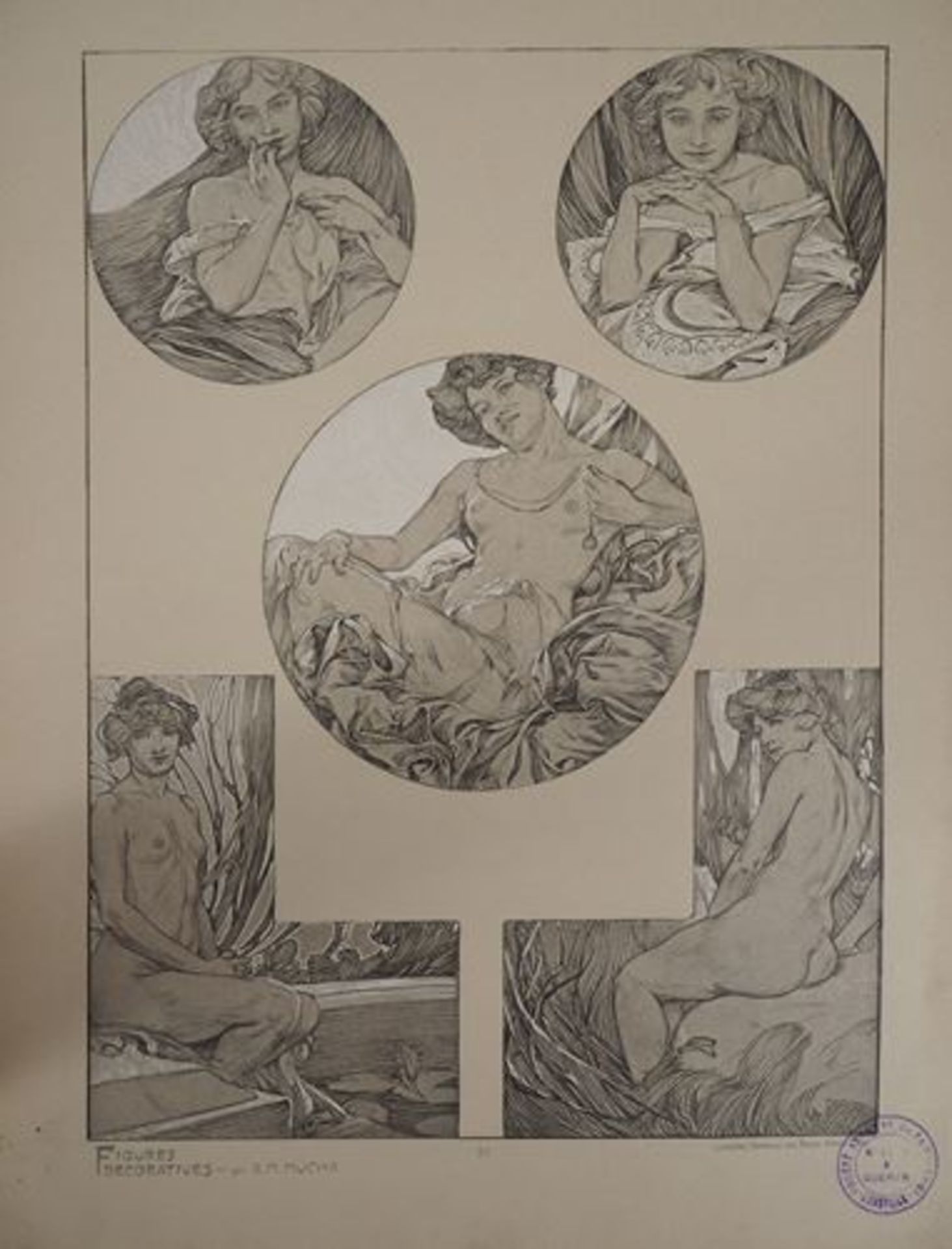 Alphonse MUCHA The model with a bun, 1902 Lithograph Signed in the plate On thick [...] - Bild 2 aus 4