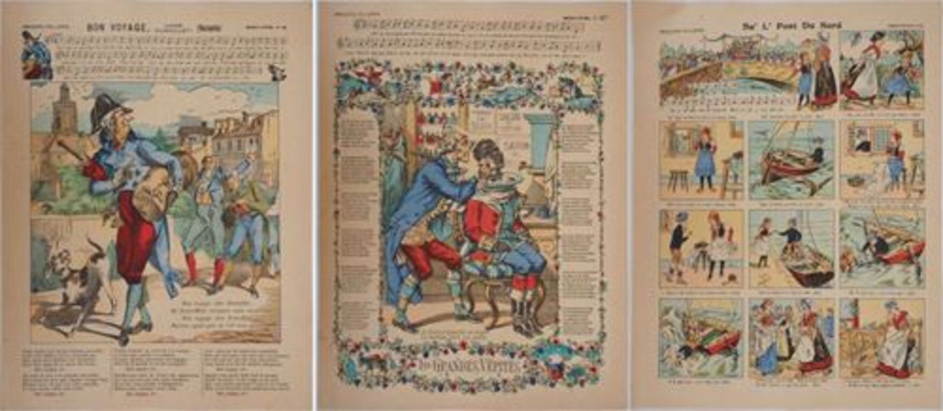 Imagerie d'Épinal Ensemble de trois Illustrations en édition originale ancienne [...]