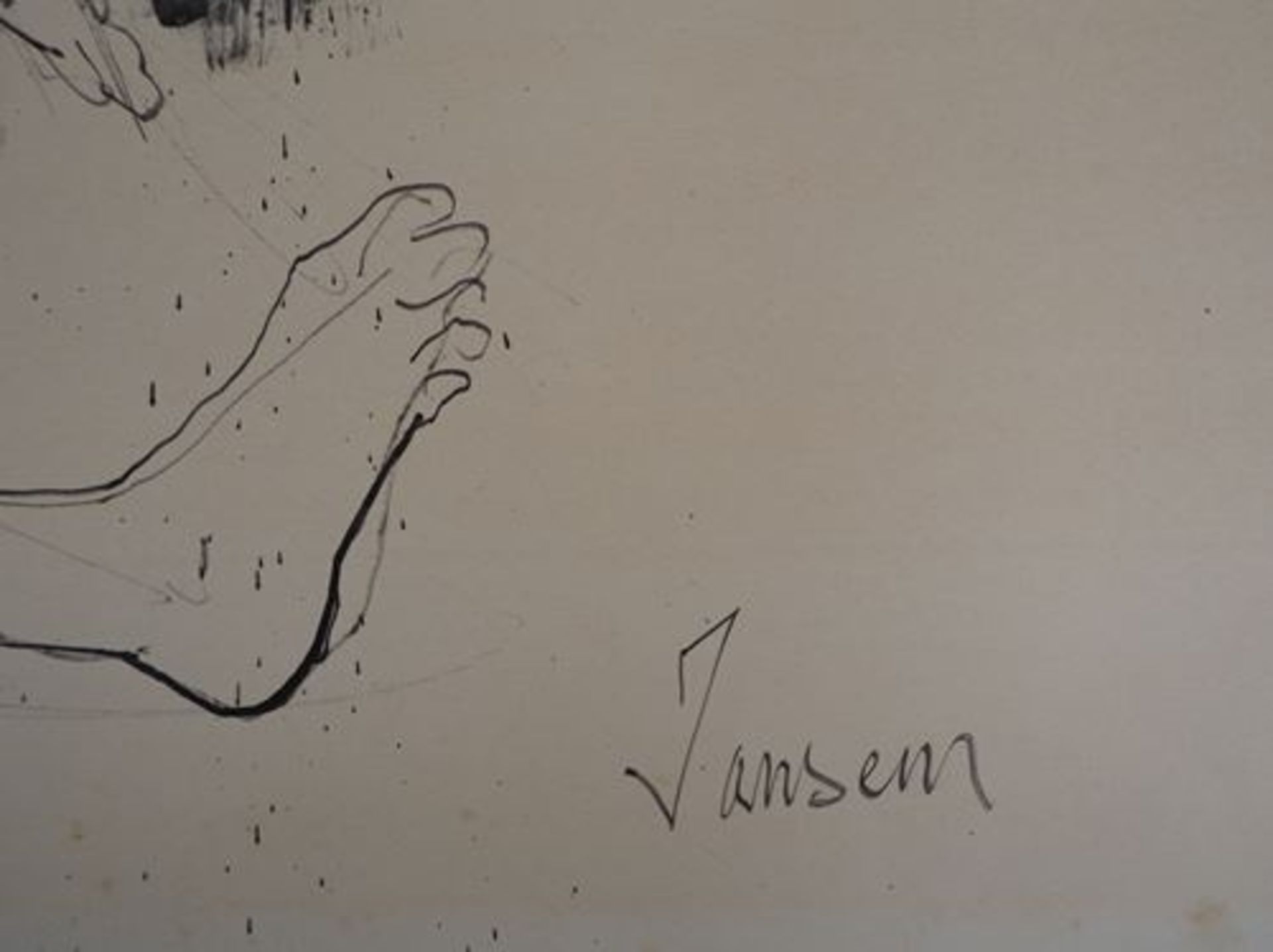 Jean Jansem Playing Children Original drawing in Indian ink (a second small sketch on [...] - Bild 3 aus 7