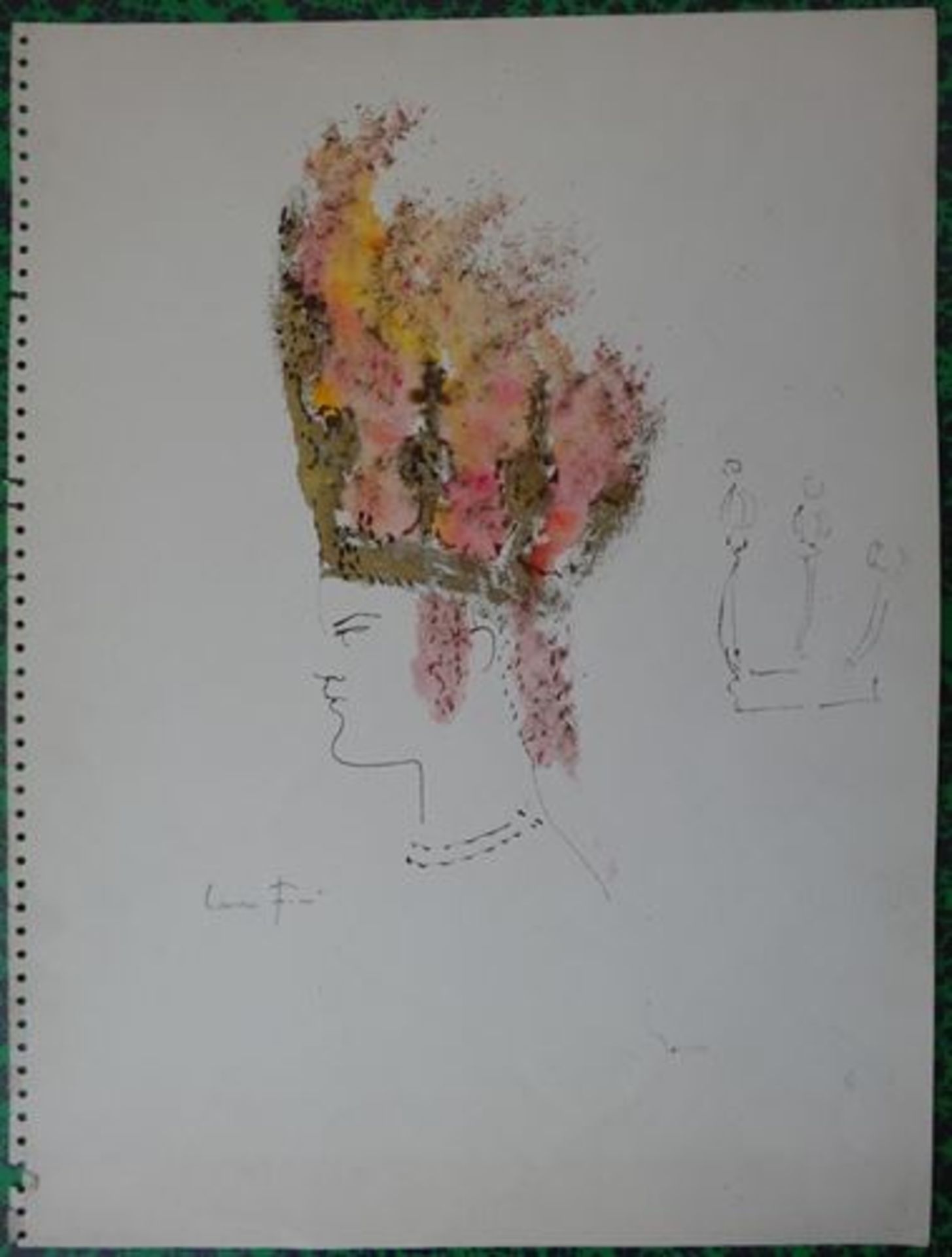 Léonor FINI "Young crowned woman" Ink and watercolour on paper Signed in the [...] - Bild 8 aus 8