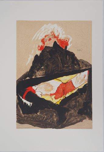 Egon SCHIELE (after) Young girl with red hair Colour lithograph Signed in the plate [...] - Image 2 of 6