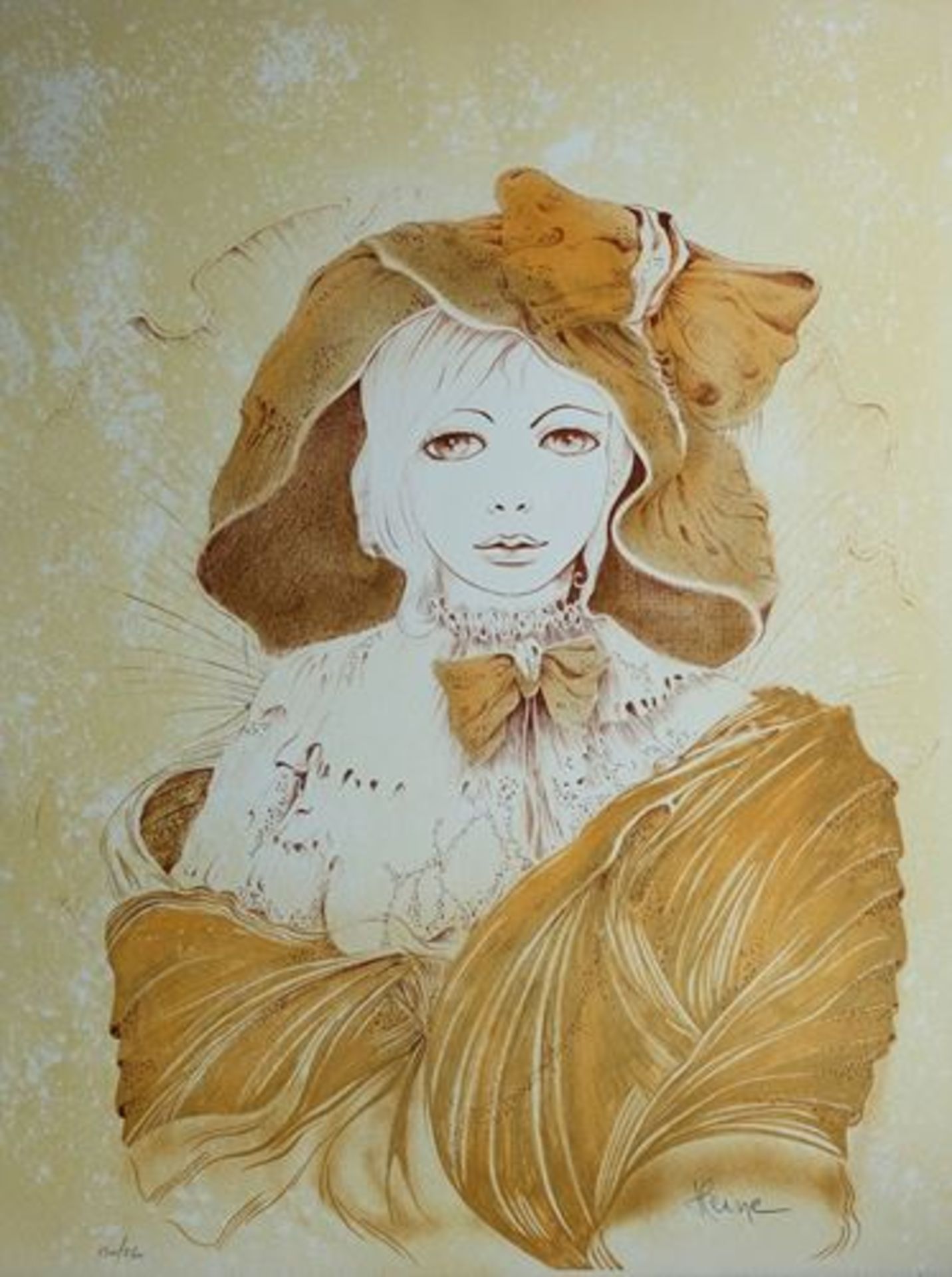 Jean HEINE Young woman with veil Original lithograph Signed in pencil by [...]