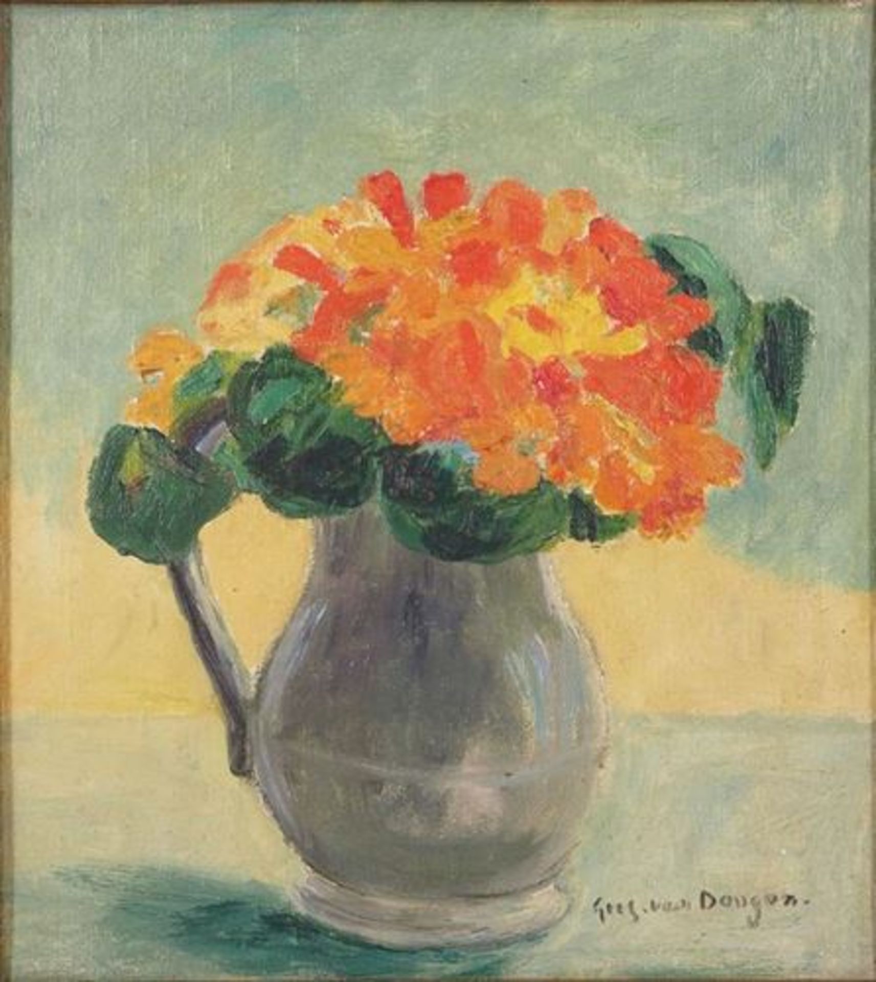 Guus Van Dongen Bouquet of gerberas Oil on isorel panel Signed bottom right Size at [...] - Bild 3 aus 6