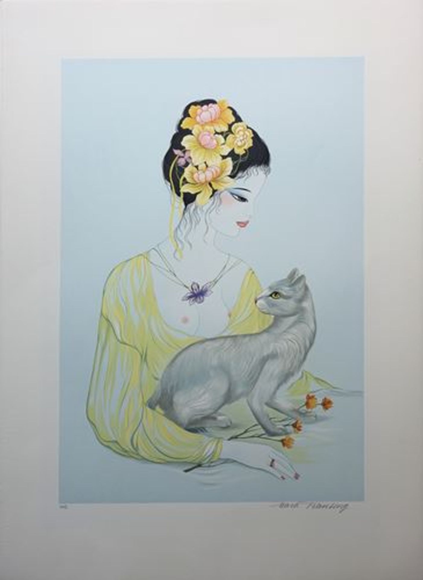 Mara TRAN LONG (1935-) The Geisha and her cat - Original lithograph - Limited [...] - Bild 2 aus 9