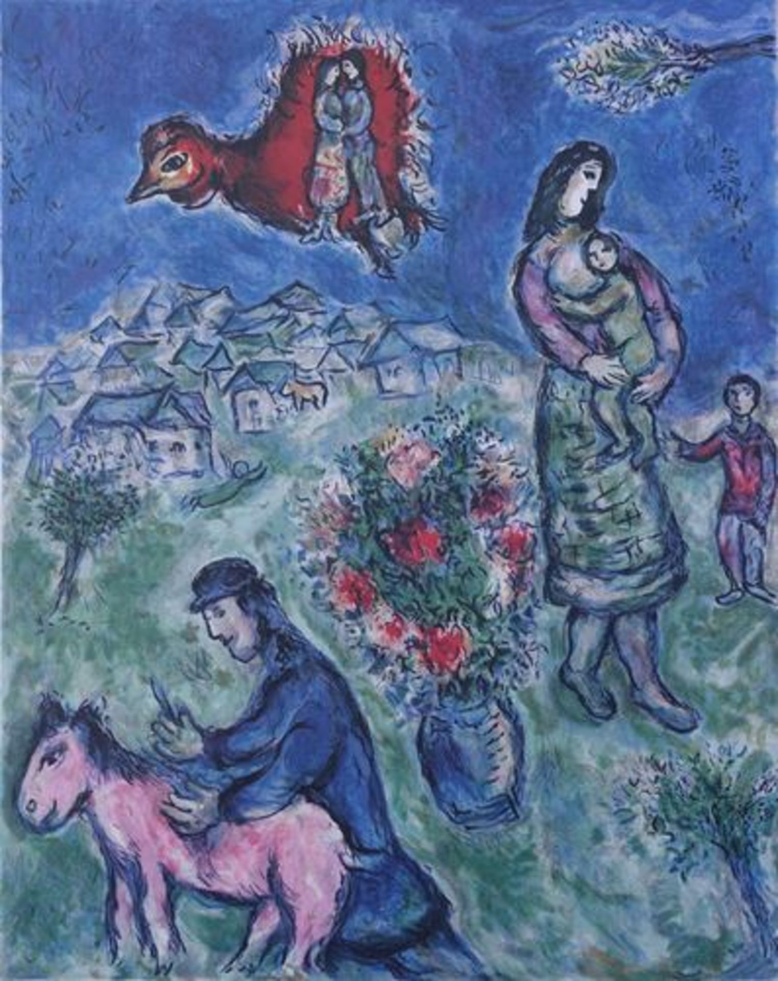 Marc CHAGALL (1887-1985) (after) The village road - lithographic print from an [...]
