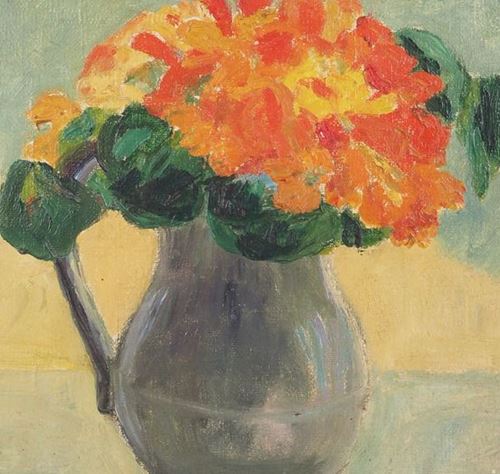 Guus Van Dongen Bouquet of gerberas Oil on isorel panel Signed bottom right Size at [...] - Image 4 of 6