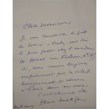 Henri MATISSE Lettre autographe Belle lettre entièrement autographe Portant une [...]