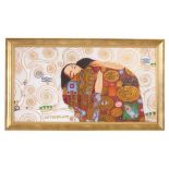 Gustav Klimt (after) - Fulfilment Art on glass Plate signed &amp; numbered 132/150 [...]