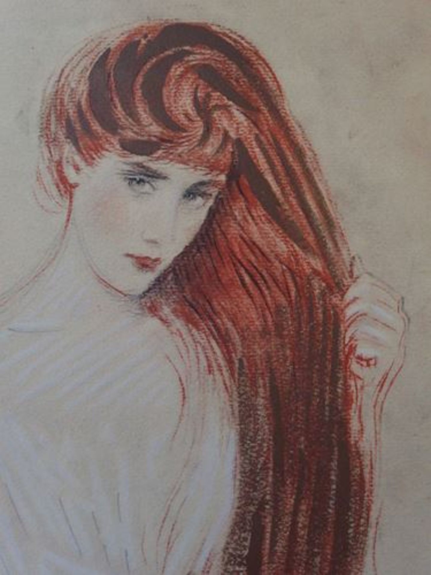 Paul César HELLEU Femme rousse Lithographie rehaussée au pochoir Signée dans la [...] - Bild 3 aus 4