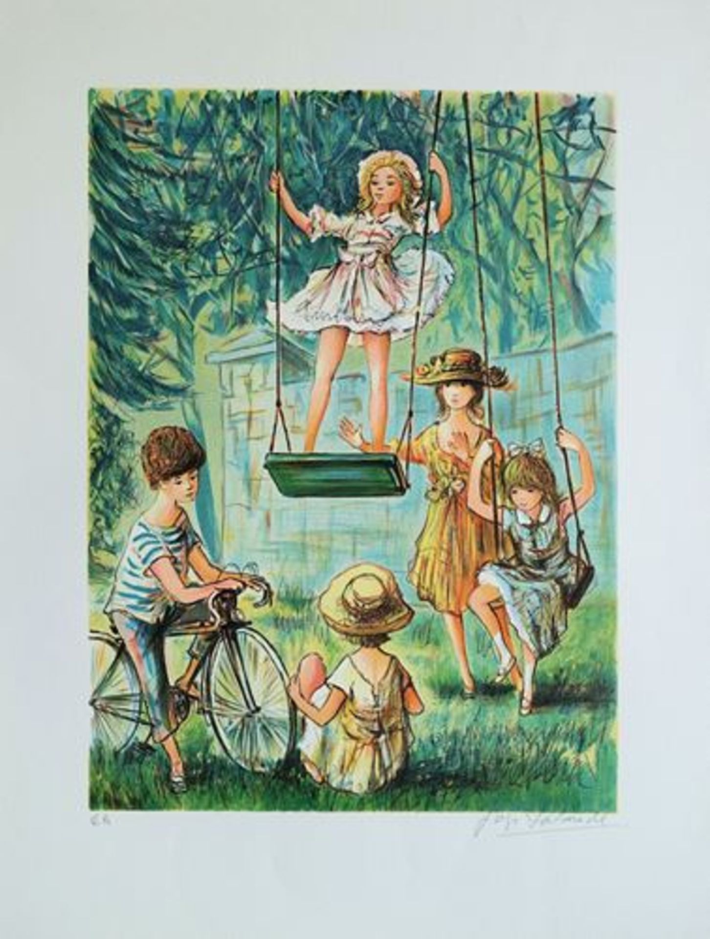 Jacques LALANDE (1921-) Playing children - Original lithograph - Limited edition for [...] - Bild 2 aus 8
