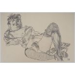 Egon SCHIELE (after) Provocative nude Lithograph Signed in the plate at the bottom [...]