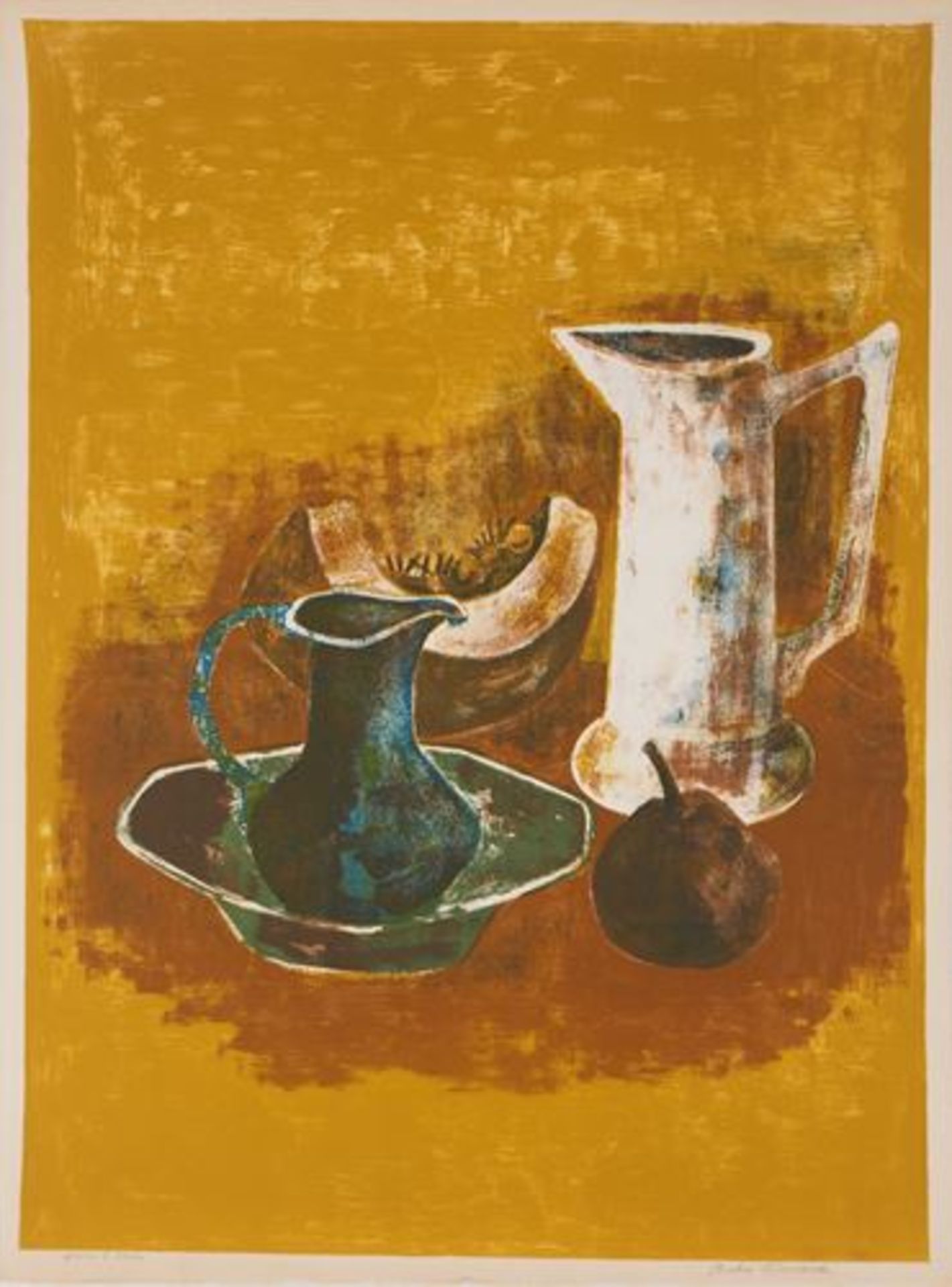 André MINAUX Still life with pitcher Original lithograph on vellum paper signed in [...]