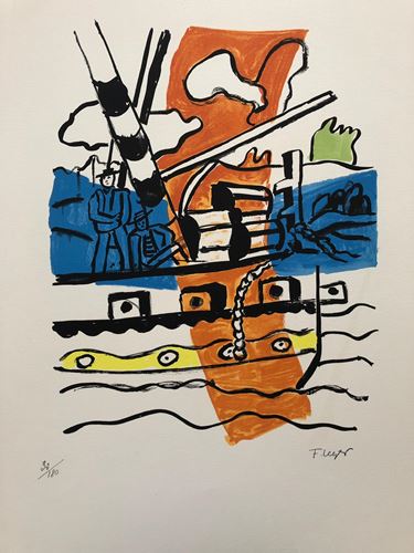 Fernand Léger - Le remorqueur Original lithograph on vélin d'Arches paper Plate [...]