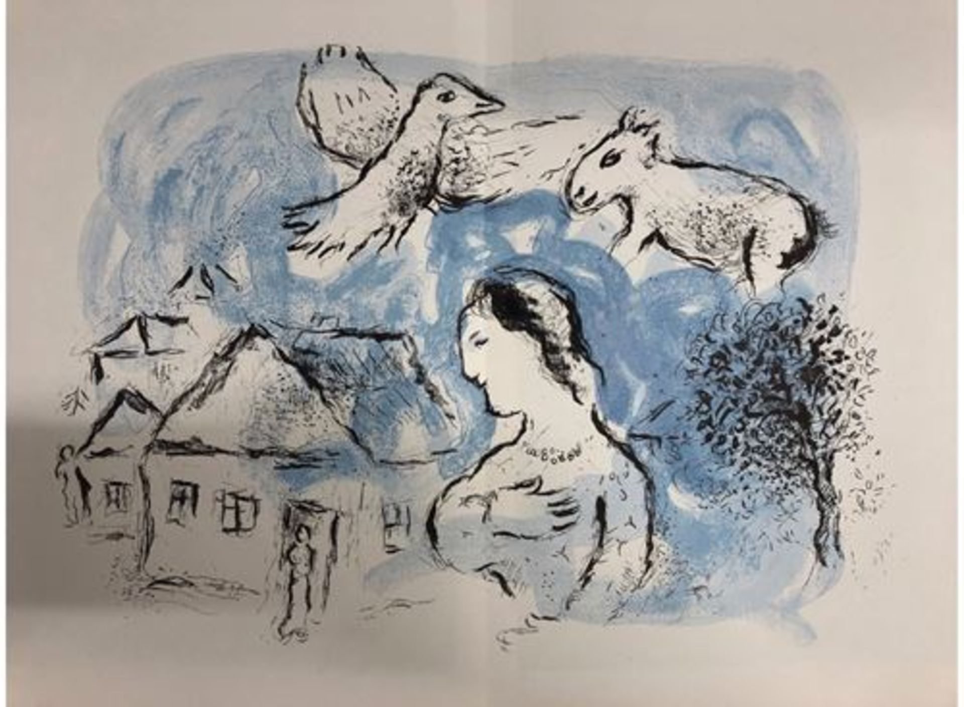 Marc Chagall - Le village Original lithograph From "Derrière le Miroir Nº225 [...]