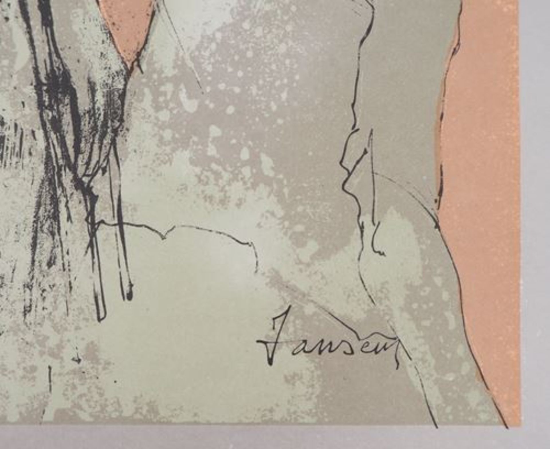 Jean JANSEM Silhouettes grises Lithographie originale en couleur Signée dans la [...] - Bild 5 aus 7