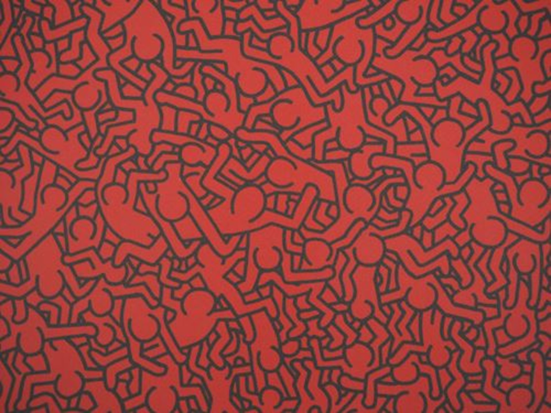 Keith HARING Crowd in red Screenprint on Vellum Signed in the plate Bears the dry [...] - Bild 3 aus 6