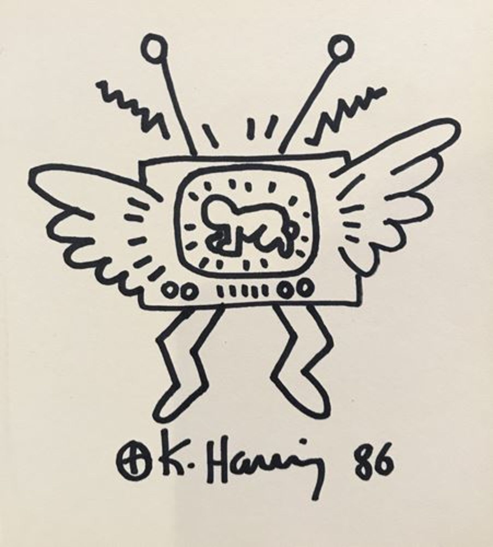 Keith HARING (1958-1190) TV angel, circa 1986. Original felt drawing by Keith [...]