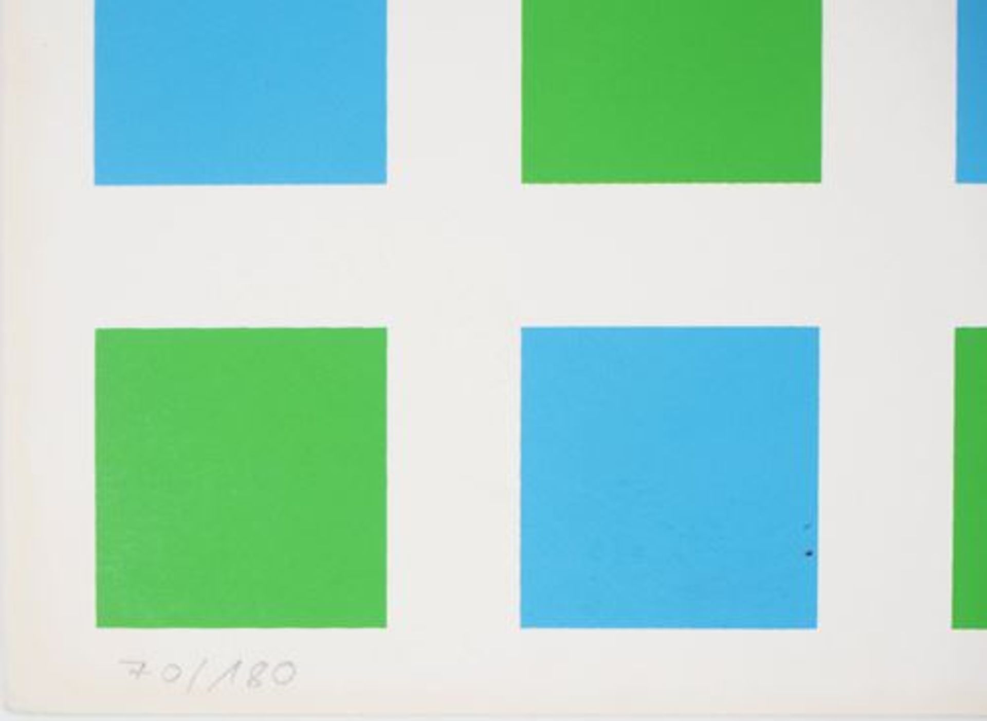 François MORELLET Green and bleue grid pattern Original serigraph Signed in [...] - Bild 3 aus 4