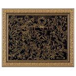 Keith HARING (1958-1990) Erotic drawing in gold felt on black matte paper, circa [...]