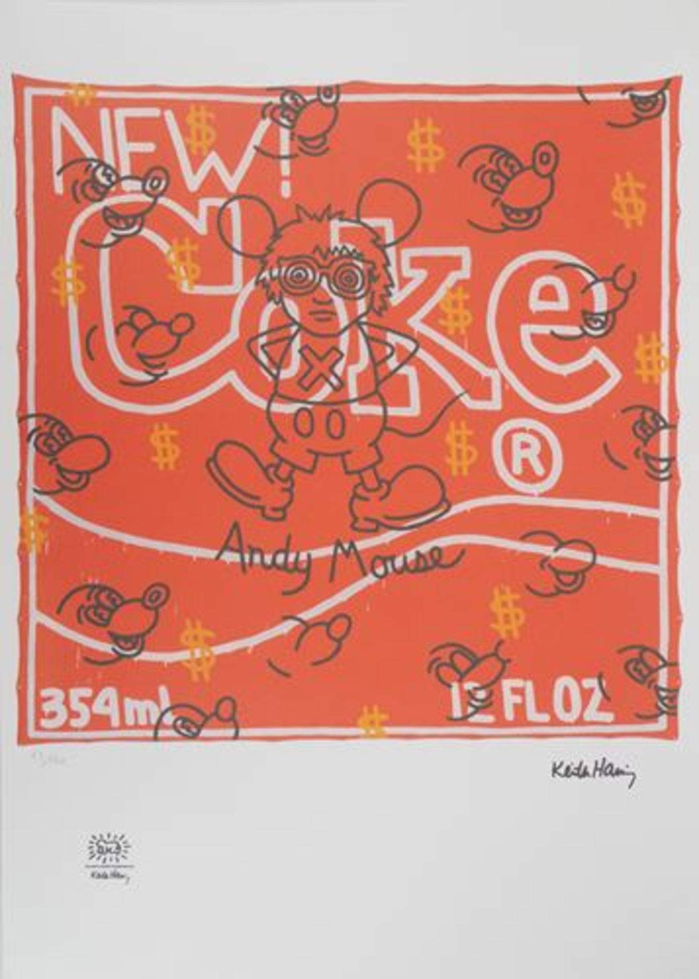 Keith HARING Andy Mouse, coke and dollar Screenprint on vellum Signed in the [...]