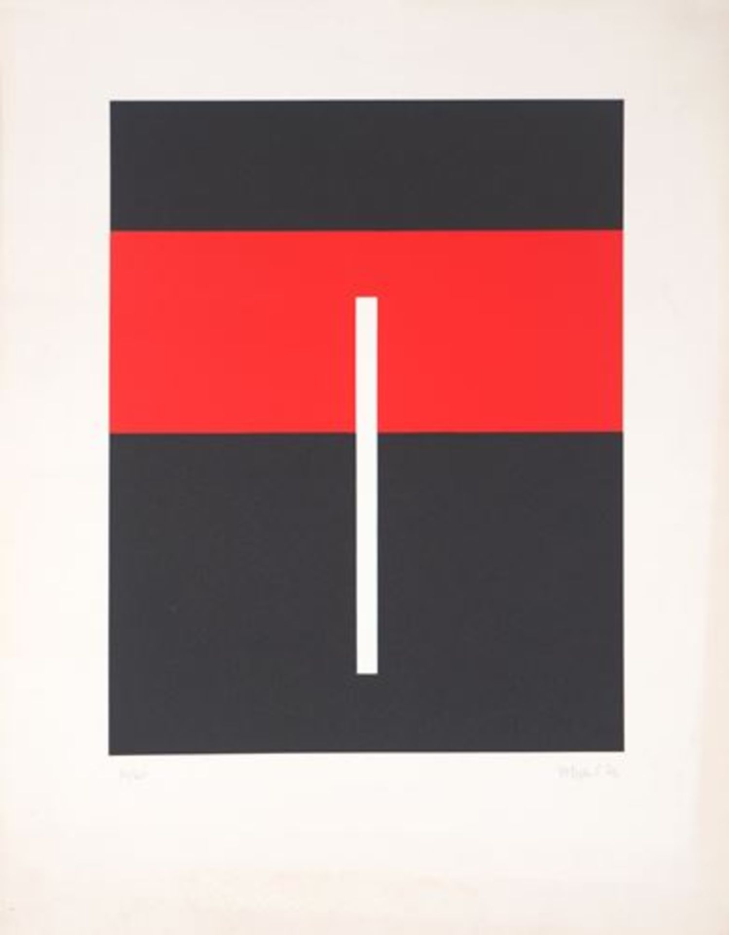 Françoise MOSSER-CARDON Composition noire et rouge Lithographie originale sur [...] - Bild 3 aus 5