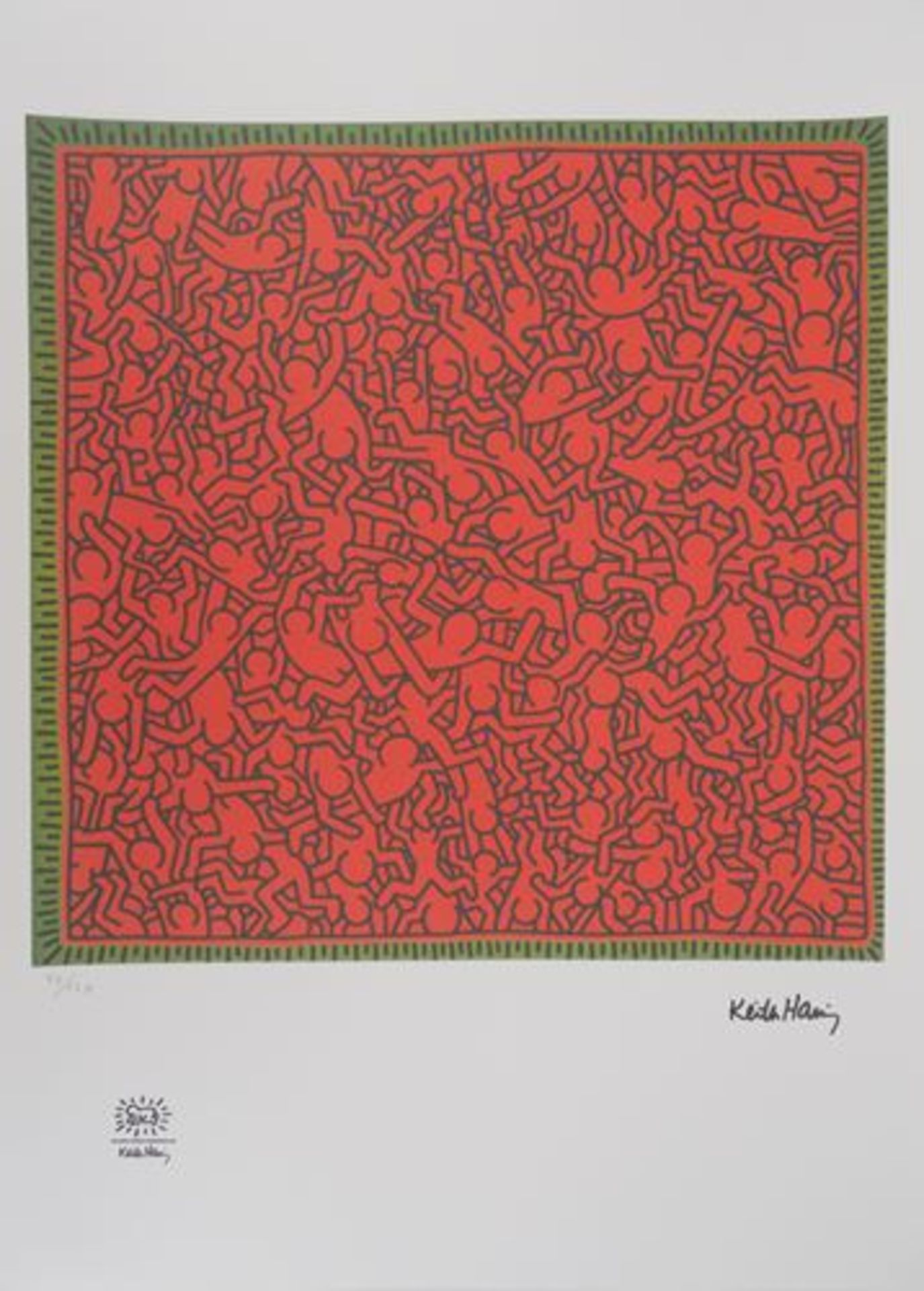 Keith HARING Crowd in red Screenprint on Vellum Signed in the plate Bears the dry [...]