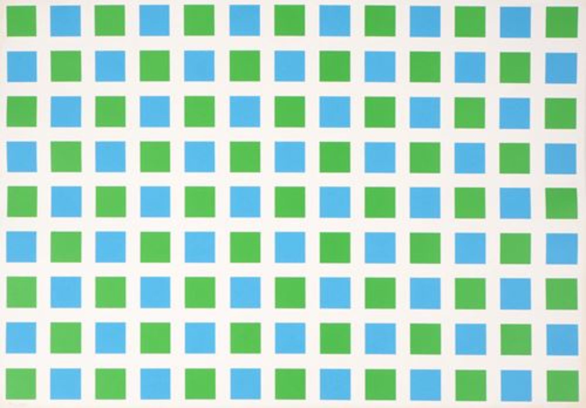 François MORELLET Green and bleue grid pattern Original serigraph Signed in [...]