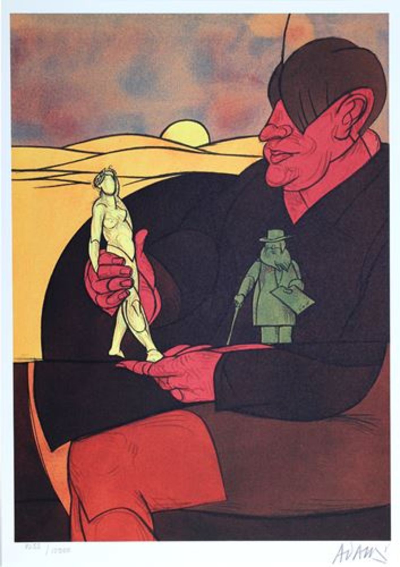 Valerio Adami (1935) "Statuettes" Lithograph Numbered 10,000 copies and hand signed [...]