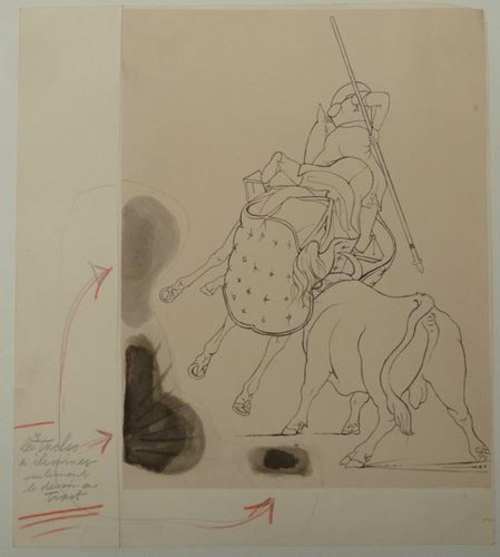 Pierre-Yves TREMOIS Combat de taureau et picador Dessin original à l'encre de [...]