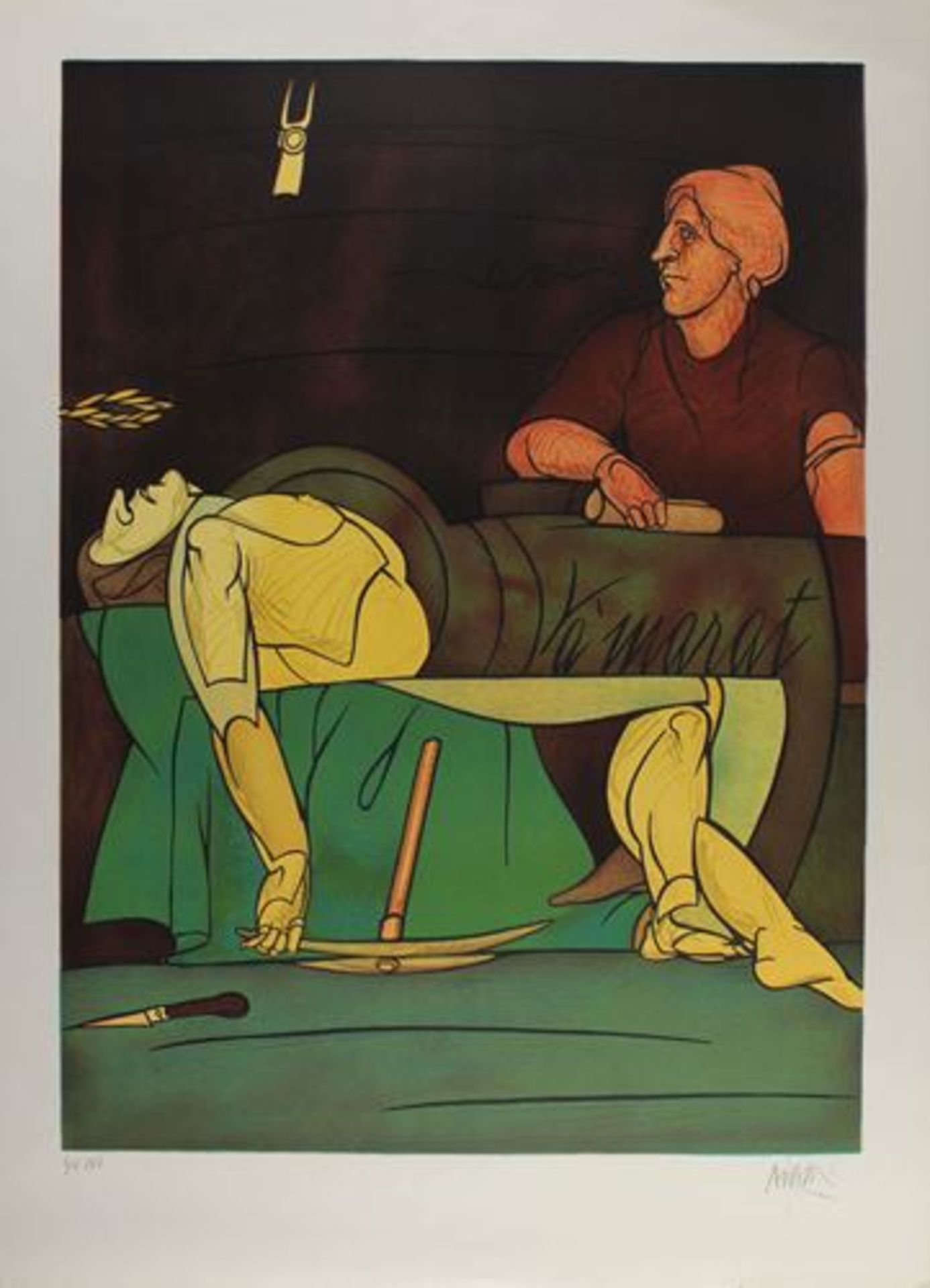 Valério ADAMI (1935) "La Mort de Marat" Lithographie numérotée sur 100 exemplaires [...]