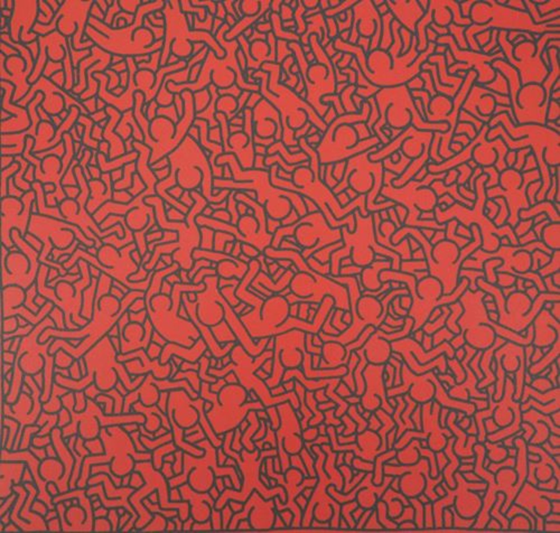 Keith HARING Crowd in red Screenprint on Vellum Signed in the plate Bears the dry [...] - Bild 4 aus 6