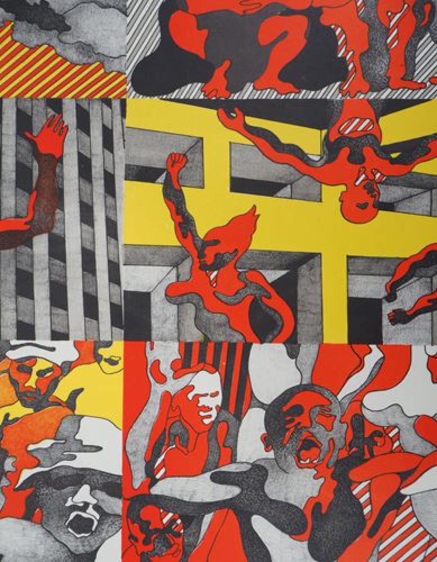 Henri CUECO (1929-2017) The Red Men Lithograph On poster paper 75 x 50 cm Very [...] - Bild 3 aus 5