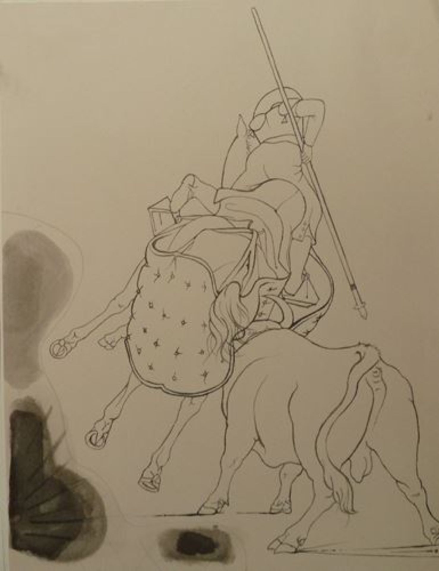 Pierre-Yves TREMOIS Combat de taureau et picador Dessin original à l'encre de [...] - Bild 2 aus 4