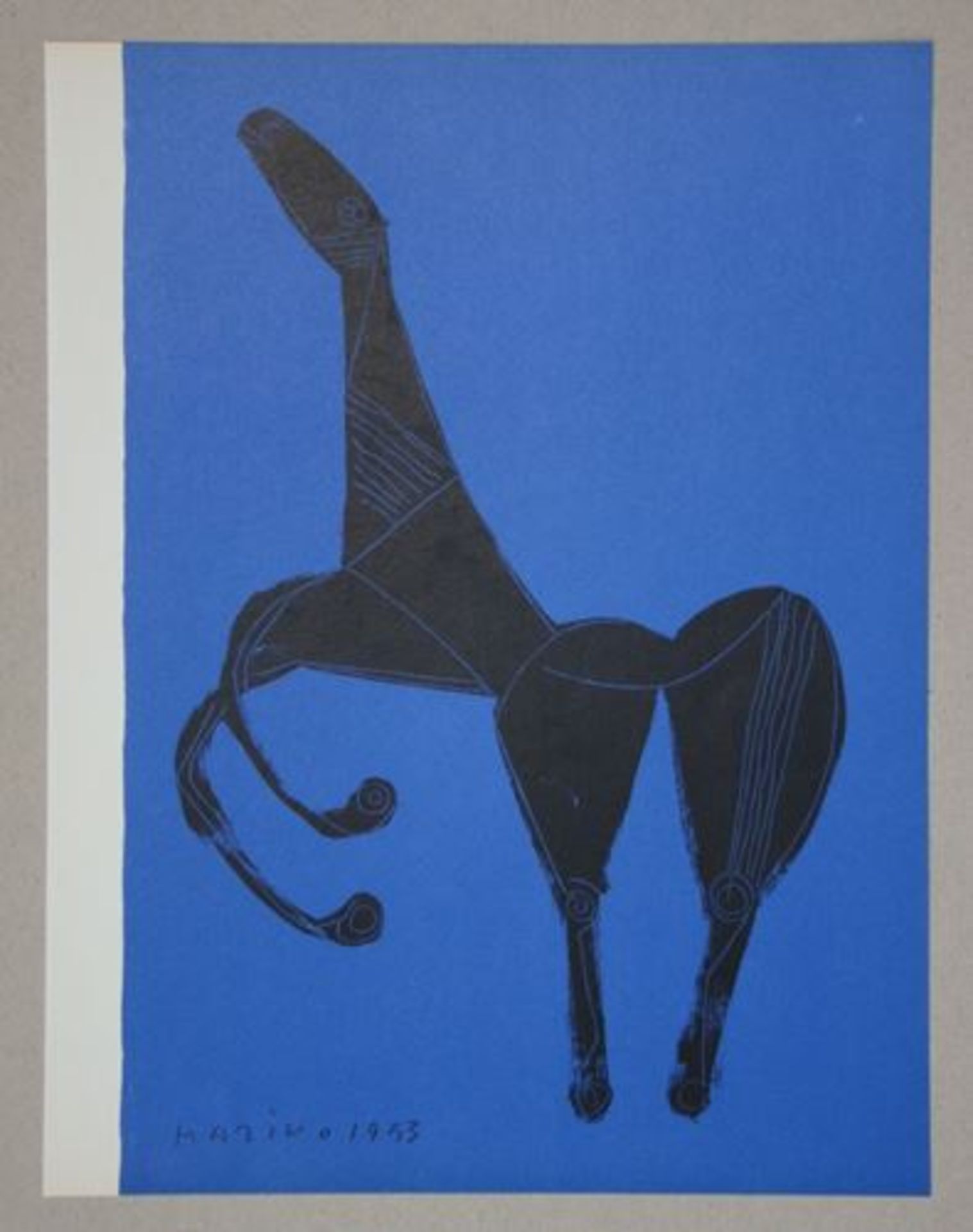 MARINO MARINI - Cheval sur fond bleu - 1953 Original lithograph in colours on wove [...] - Bild 2 aus 5
