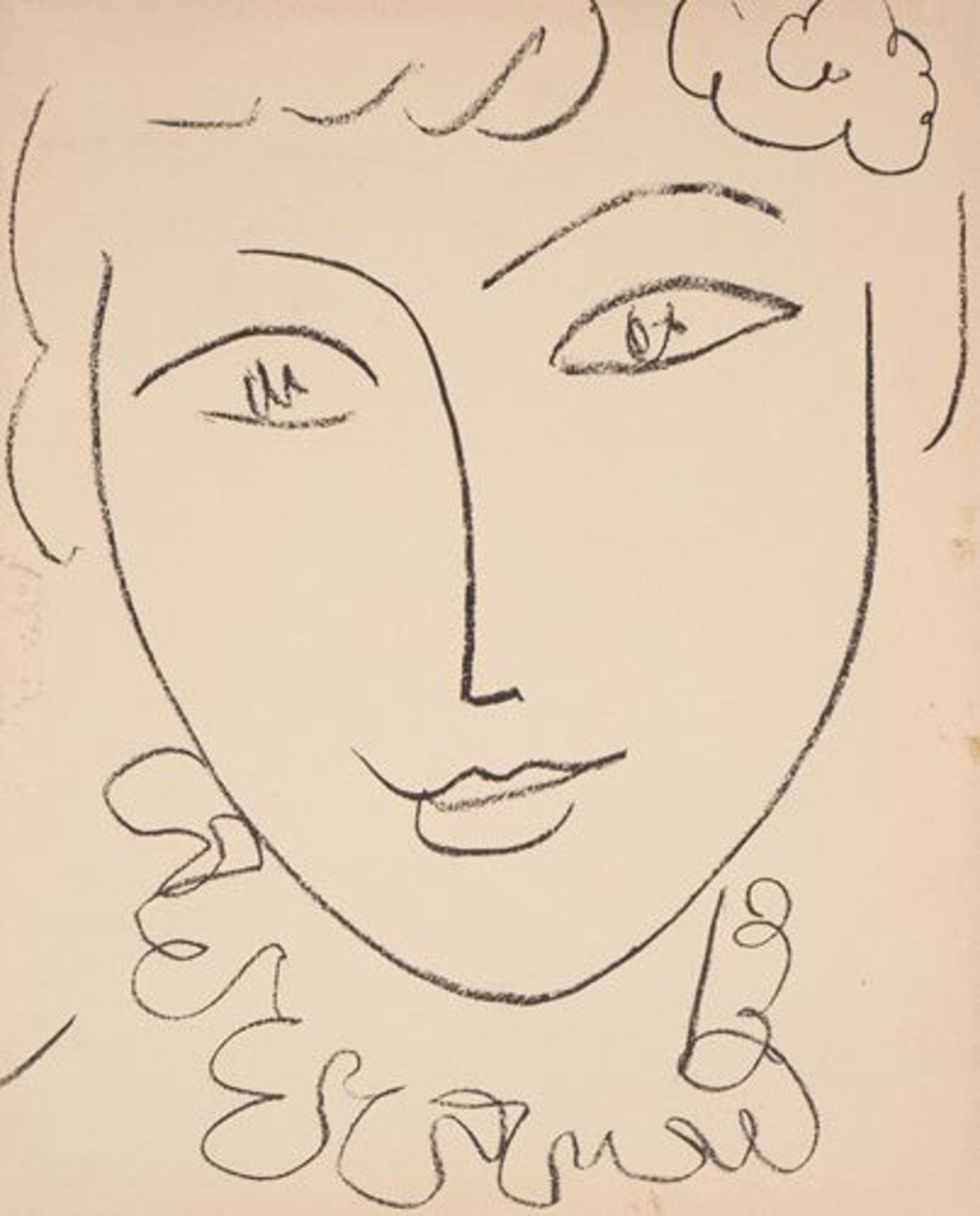 Henri MATISSE Portrait of the Pompadour Original lithograph on vellum 1954 [...]