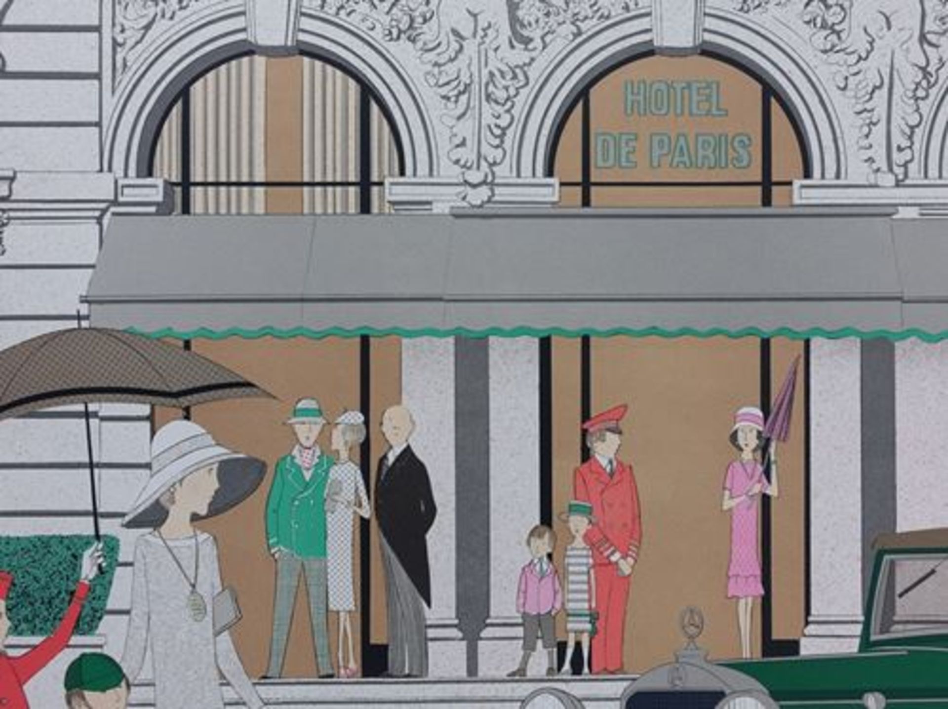 Denis-Paul NOYER Mercedes and Hôtel de Paris Original lithograph signed and [...] - Bild 4 aus 6