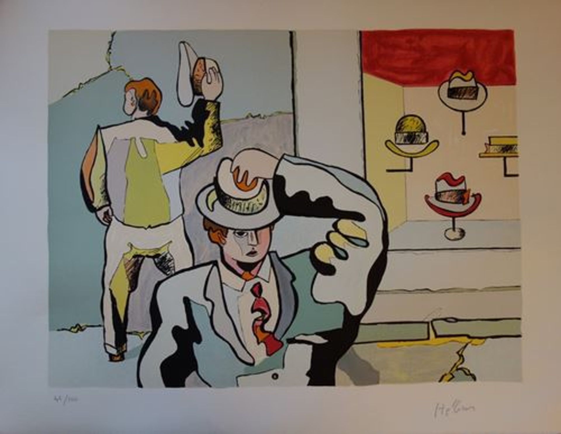 Jean HELION At the hat shops, 1998 Original lithograph Signed in pencil Numbered / [...]