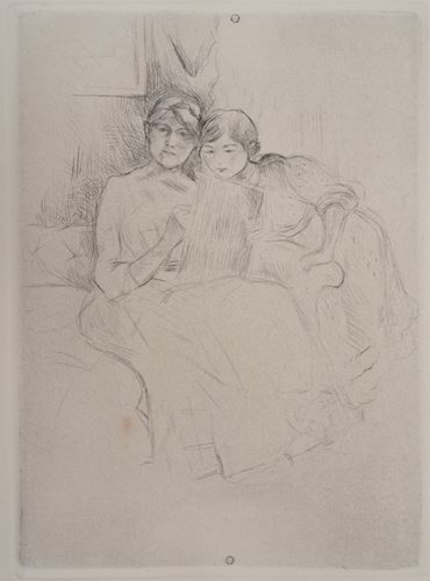 Berthe MORISOT The drawing lesson Original engraving (drypoint) On Vellum 32.5 x 25 [...]