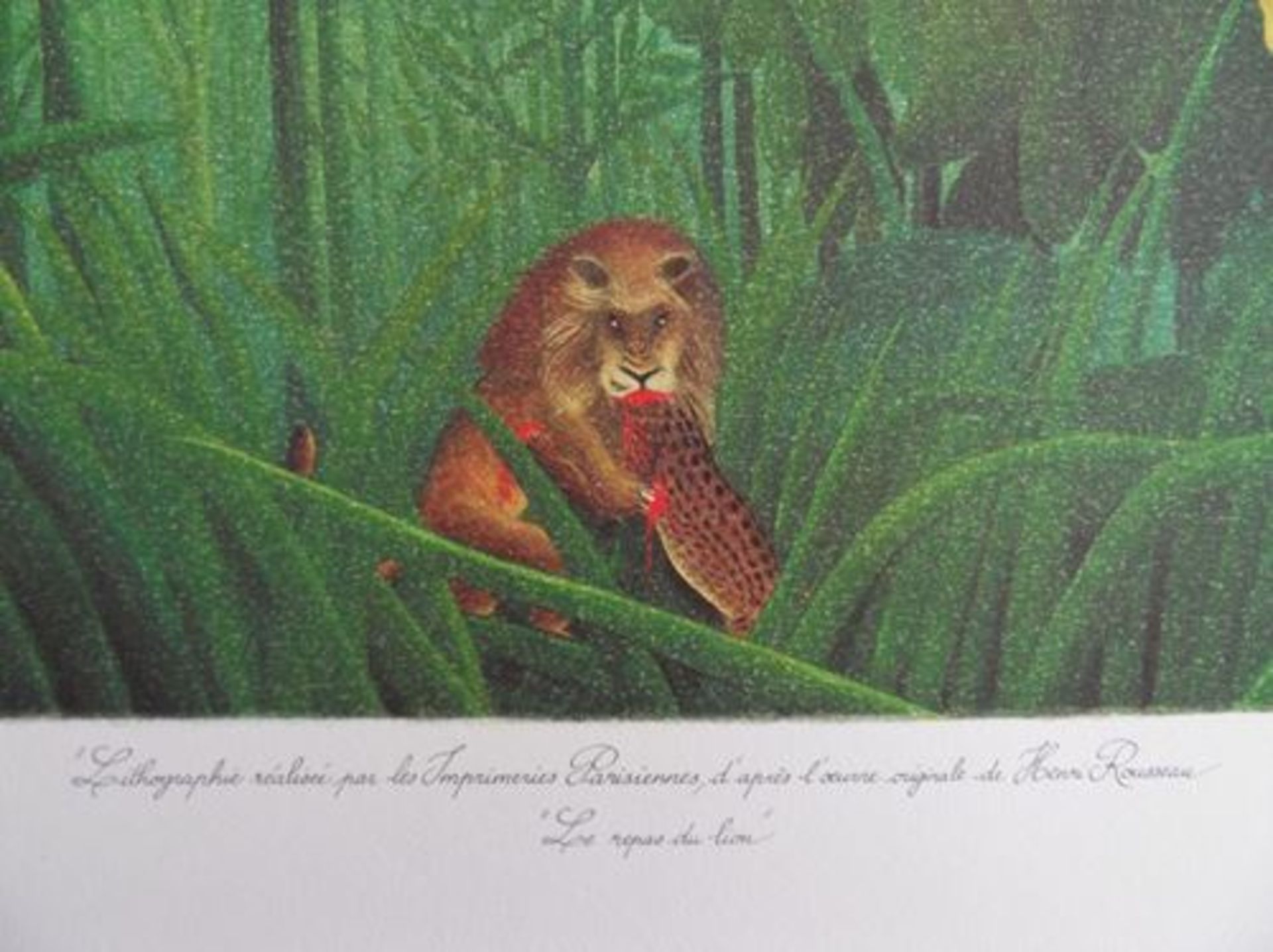 Le Douanier ROUSSEAU (after) The Lion's Meal Original lithograph on stone Signed in [...] - Bild 4 aus 5